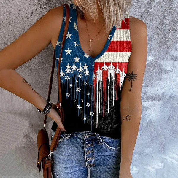Women's Vintage Flag Independence Day Art Casual Tank Top