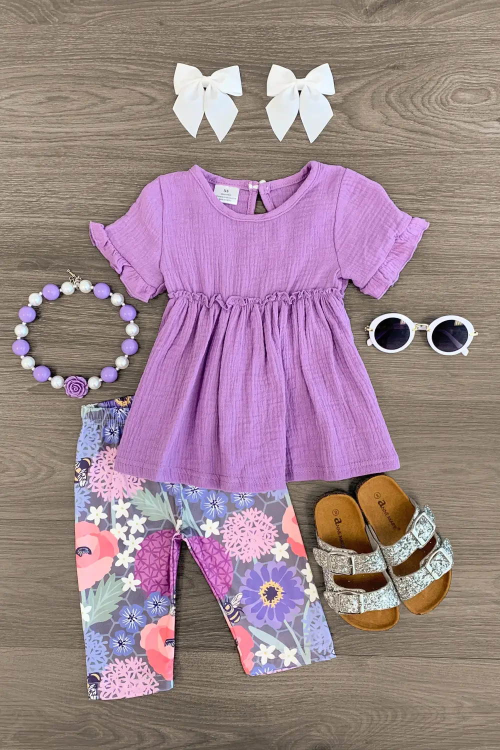 Purple Garden Floral Capri Set