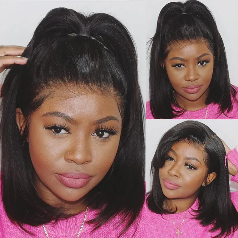 Sterly Yaki Straight Bob Human Hair Wig 7×6/13×6 HD Lace Glueless Short Wig