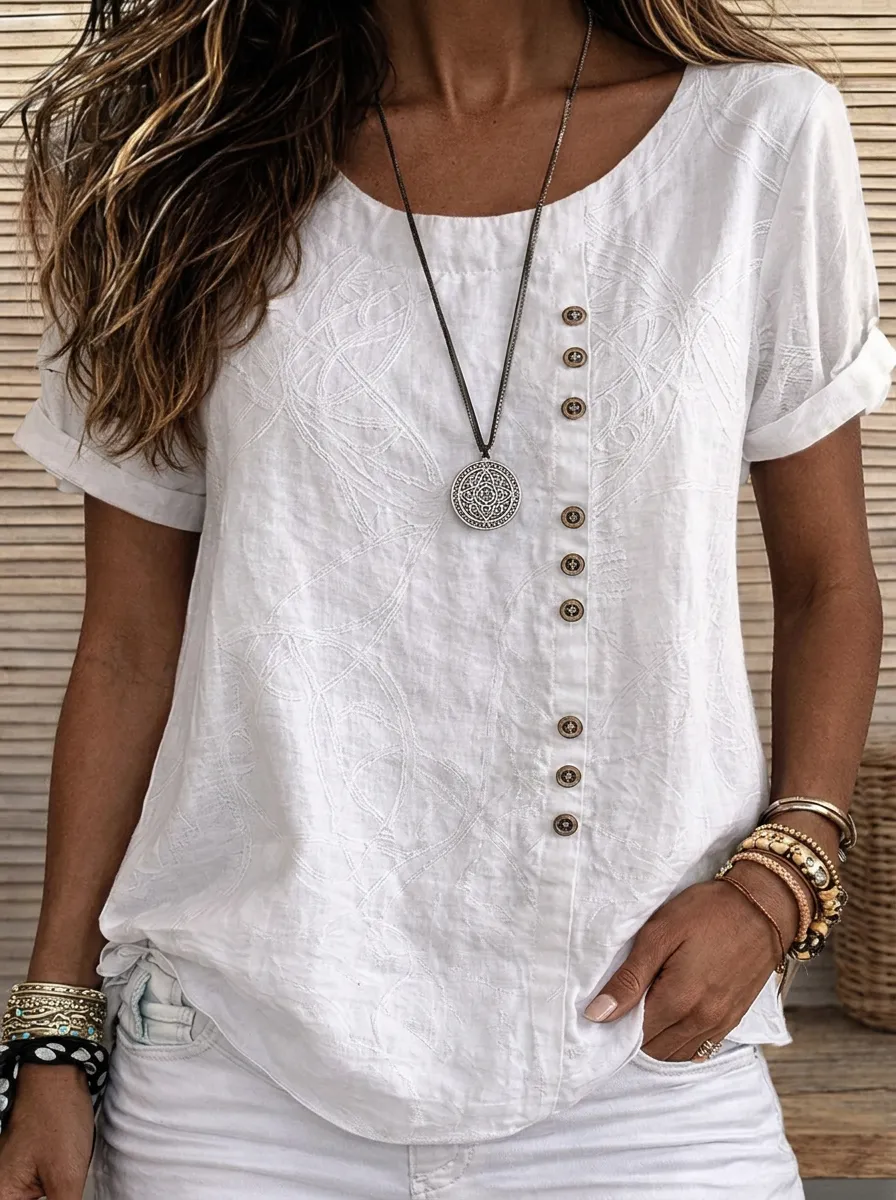 Women's Nashville Music City Mandala Pattern Printed Button-Down Top