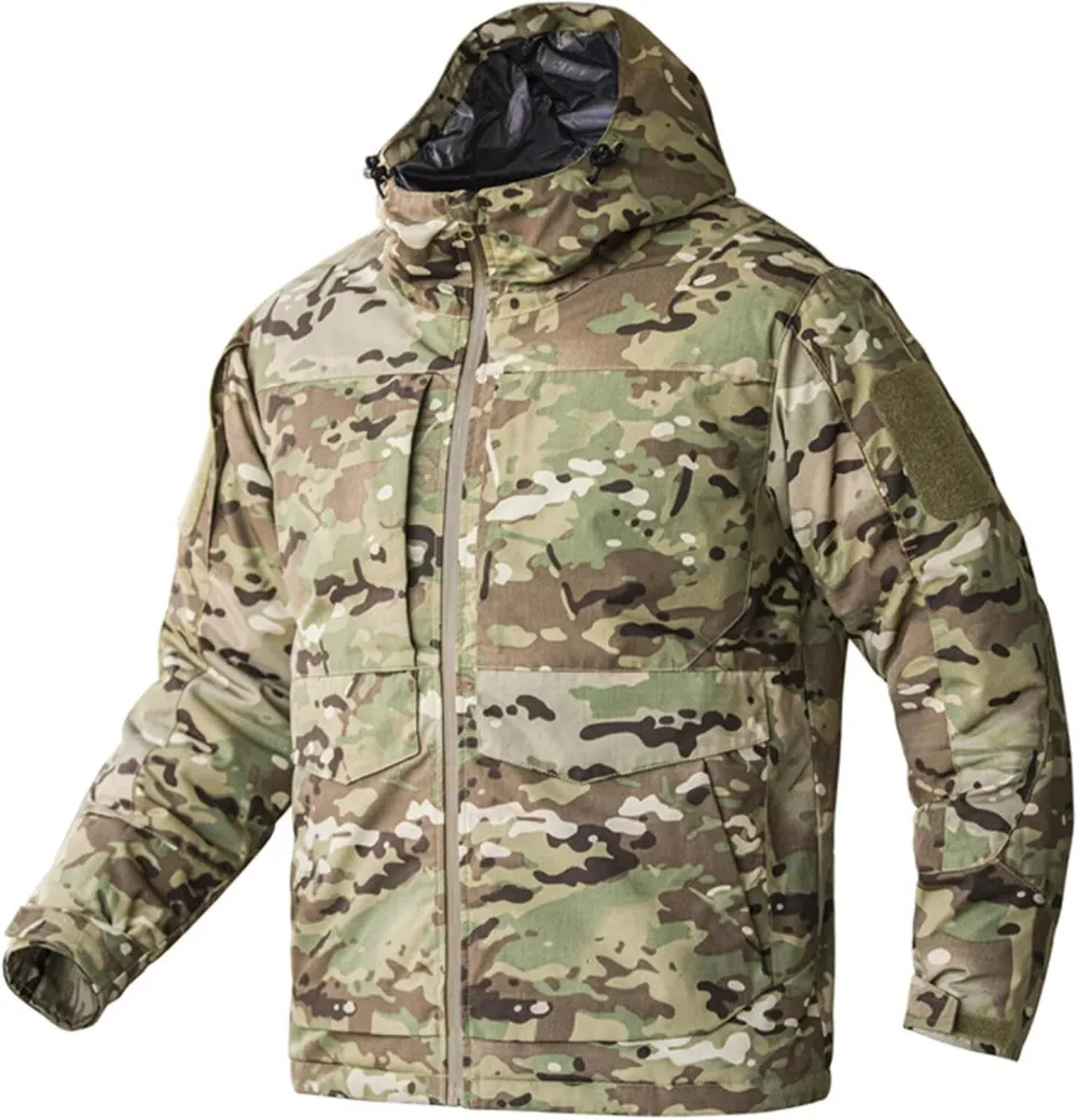 Men's Snow Ski Jacket Camo Tactical Warm Jacket Waterproof Hooded Coat Windproof Winter Parka with 9 Pockets