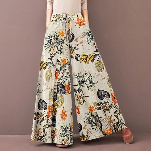 Women's Culottes Wide Leg Gauchos Pants Trousers Full Length Side Pockets Baggy Mid Waist Fashion Casual Weekend Yellow Red S M Summer Spring &  Fall