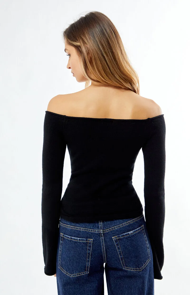 LA Hearts Carrie Cinched Off-The-Shoulder Sweater