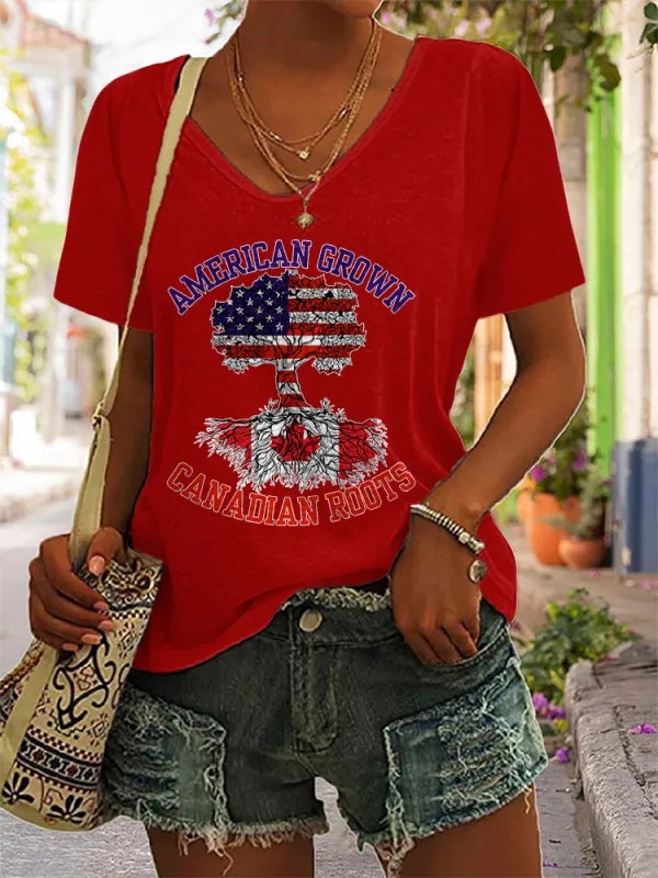 Women'S America Grown Canadian Roots T-Shirt