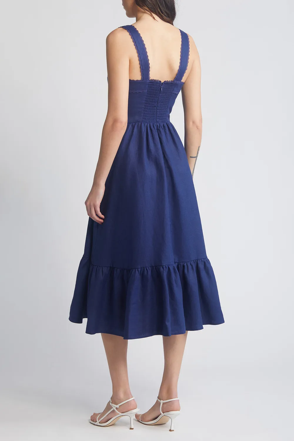 Rowen Ruffle Hem Sleeveless Linen Dress