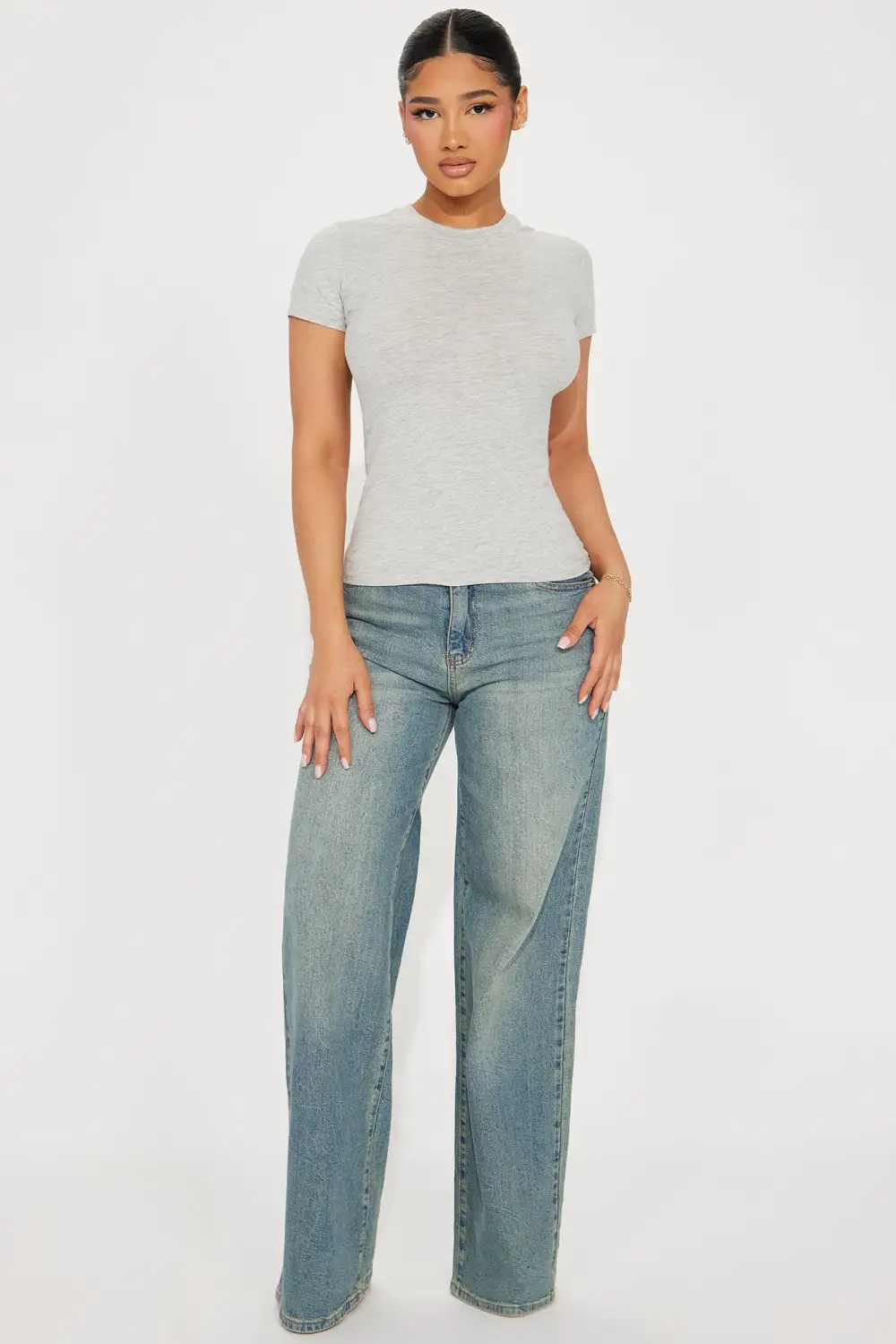 Camilla Classic Fit Crew Neck Tee - Heather Grey