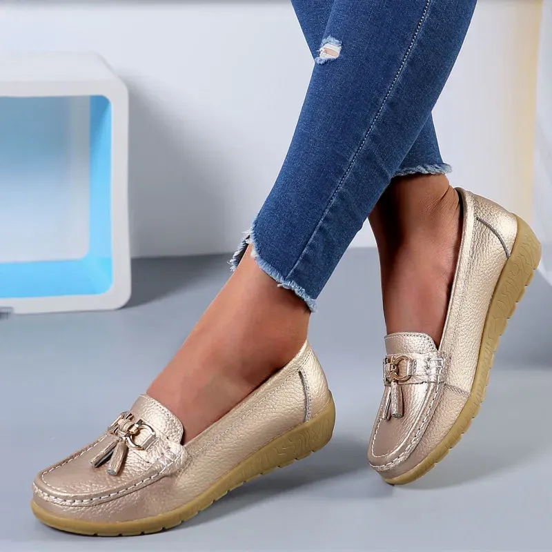 Women Flats Ballet Leather Breathable  Casual  Shoes