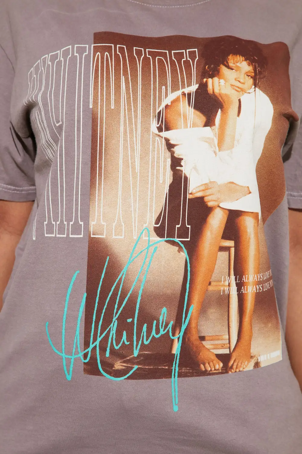 Whitney Houston Washed T-Shirt - Mocha