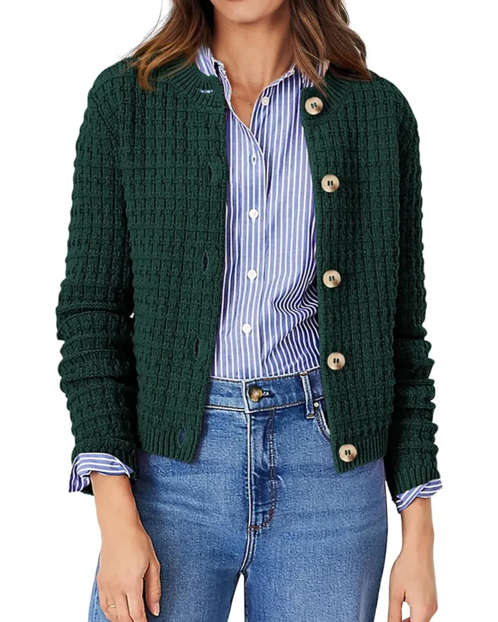 Women's Knit Cardigan Sweaters Casual Long Sleeve Open Front Button Down Trendy Jackets Outerwear