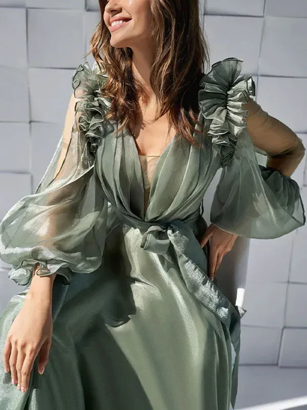 Elegant sexy bubble sleeve temperament women's dress