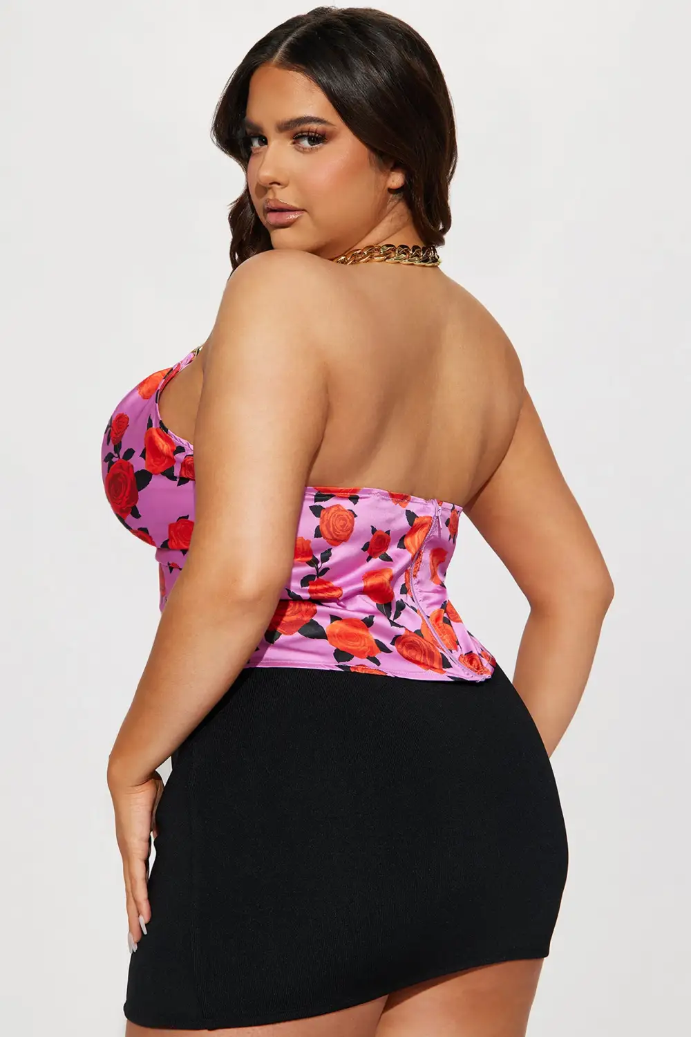 Send The Roses Floral Halter Top - Purple/combo