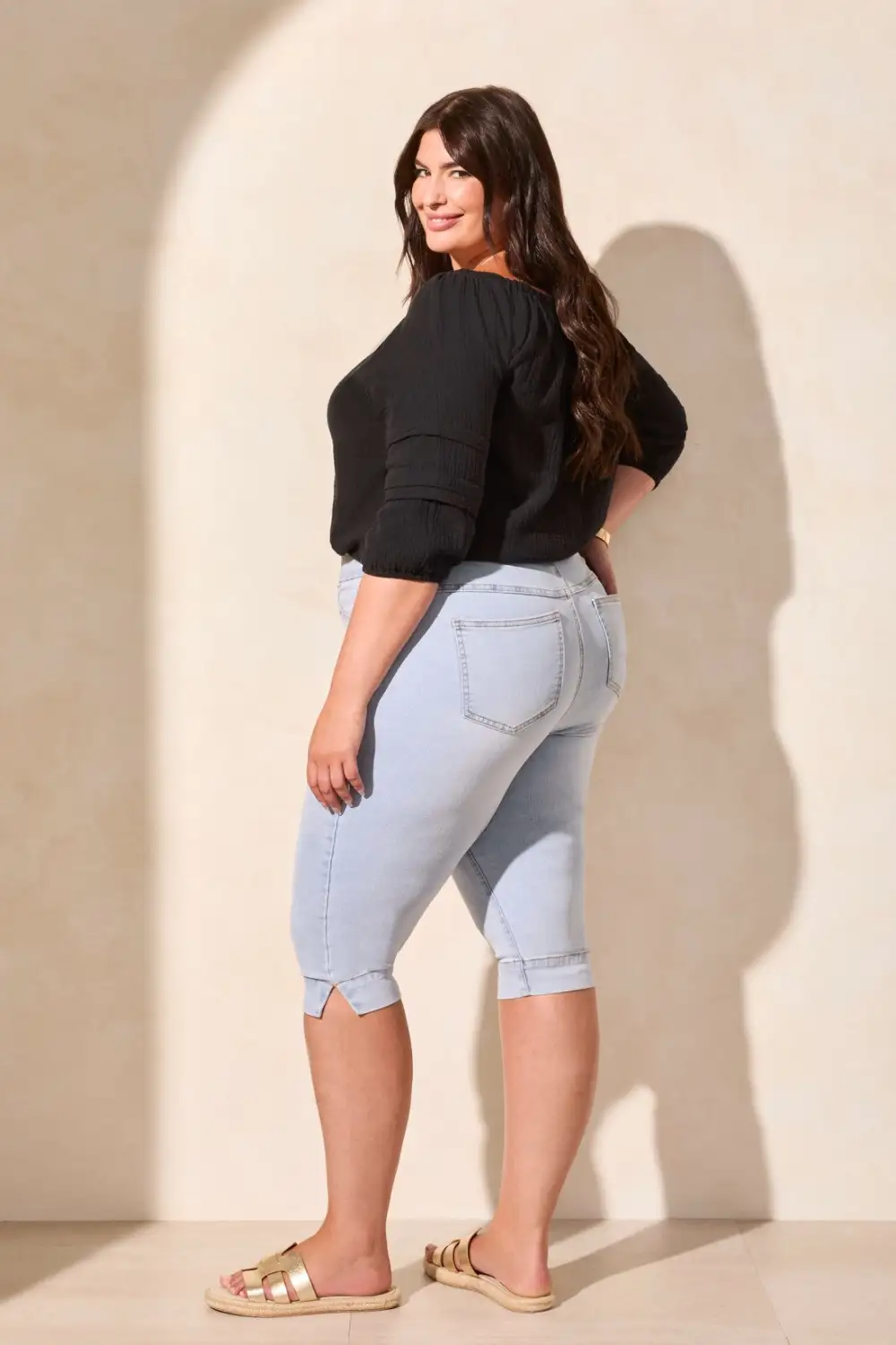 Audrey Comfort Stretch Pull-On Denim Shorts-Lt Surf