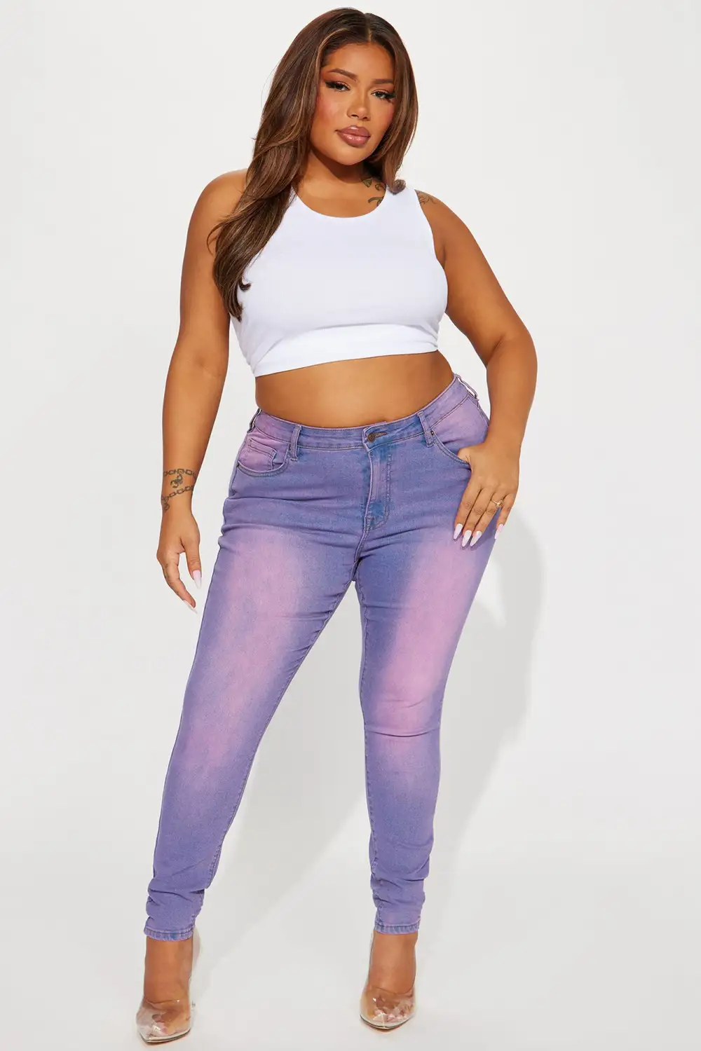 Hampton Tinted High Stretch Skinny Jeans - Purple
