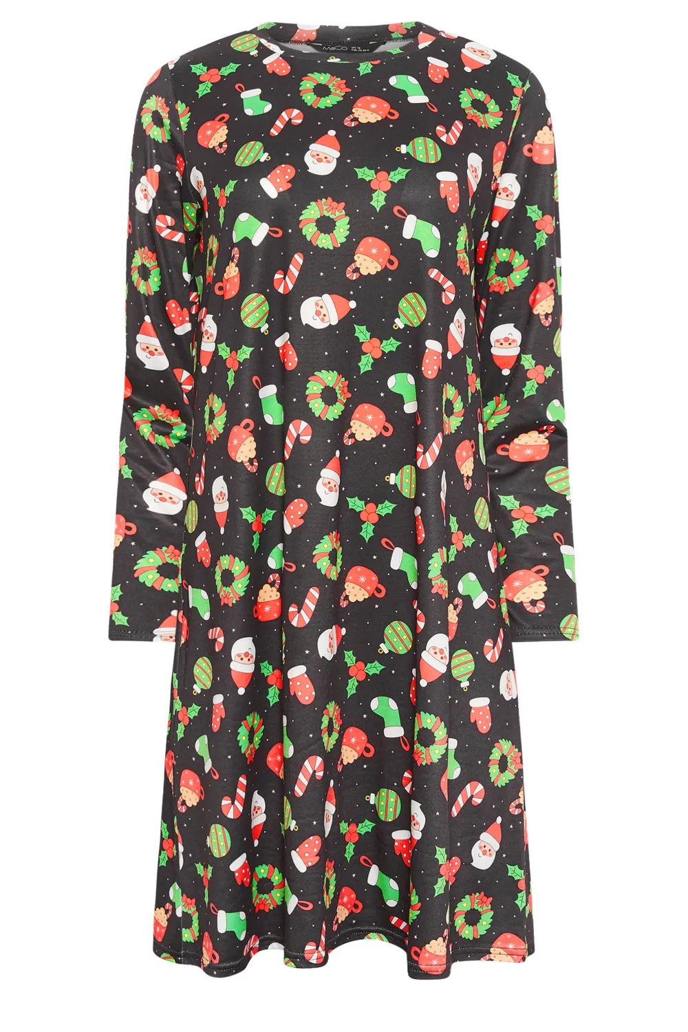 M&Co Black Novelty Printed Christmas Dress