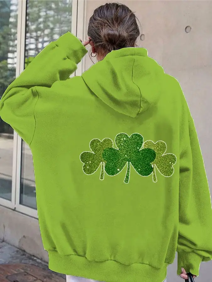 Women's St. Patrick's Day Print Hooded Sweatshirt