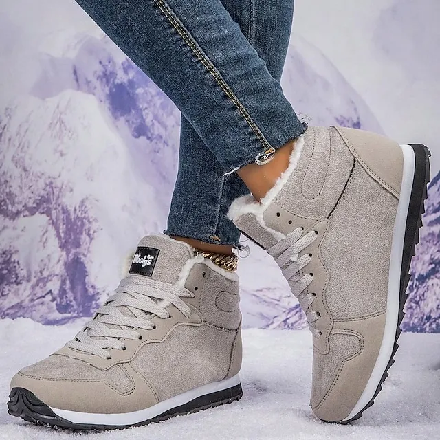 Women's Sneakers Boots Snow Boots Plus Size Comfort Shoes Outdoor Work Daily Flat Heel Round Toe Fashion Sporty Classic Running Walking Faux Suede Lace-up Solid Color