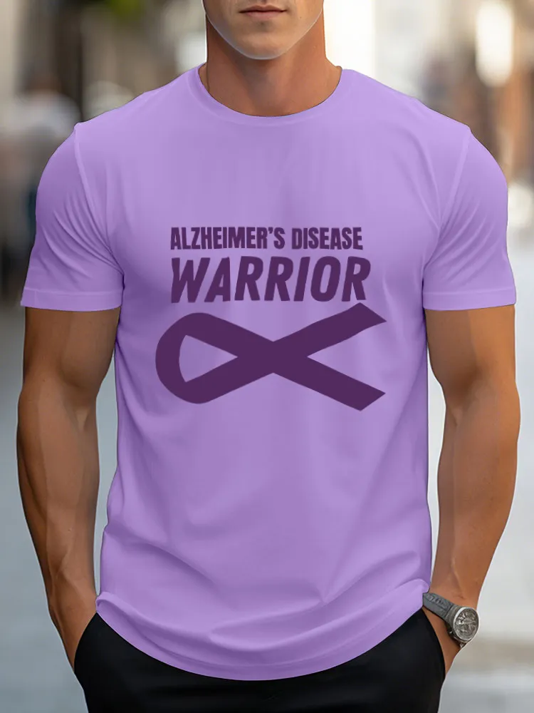 Men'S Round-Neck Short-Sleeved T-Shirt Alzheimer'S Disease Warrior Prints