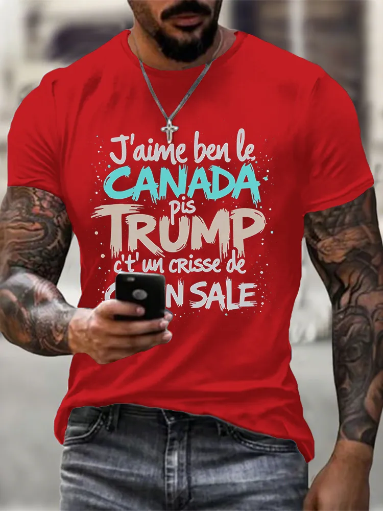 Men'S Slogan Short Sleeve Crew Neck Cotton Print T-Shirt