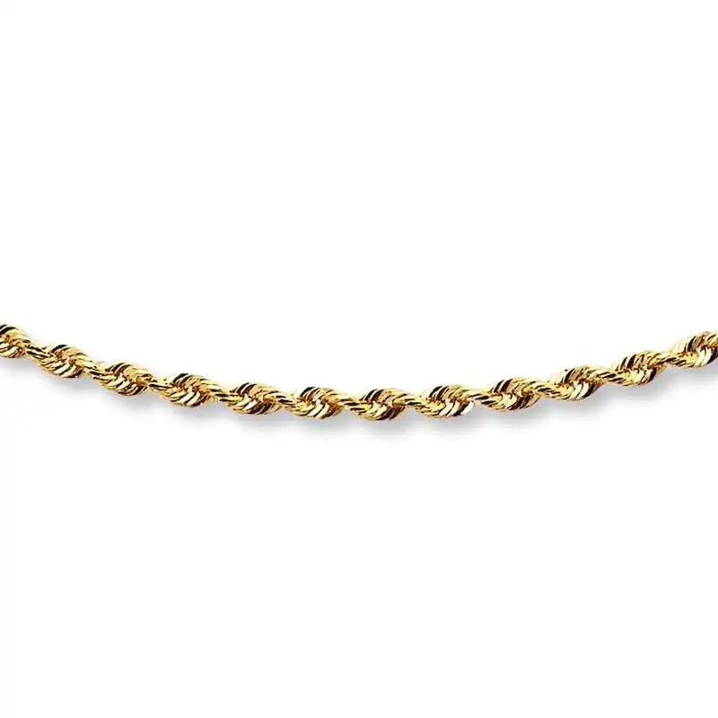 Solid Rope Chain Necklace 14K Yellow Gold 22