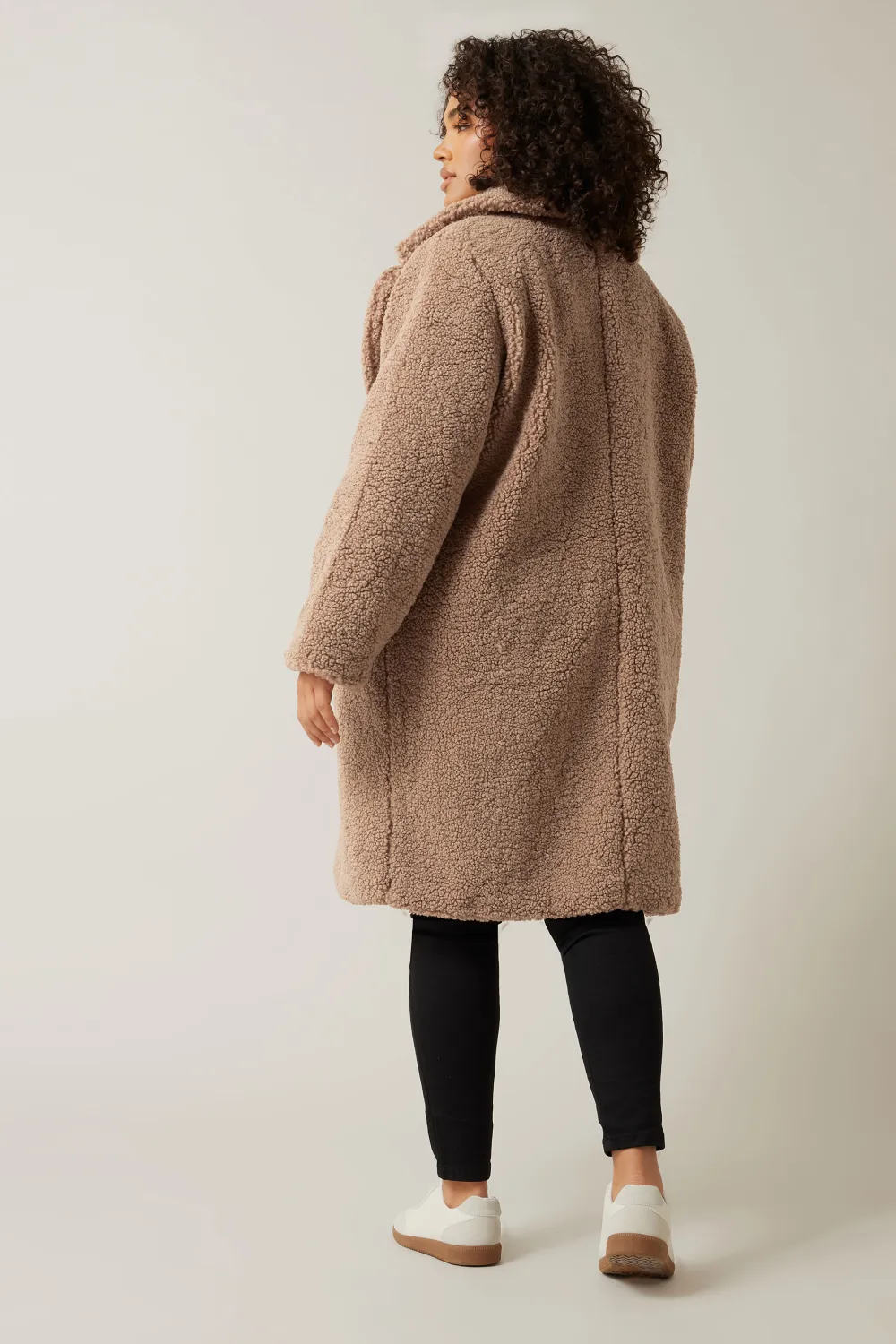 Evans Brown Teddy Shearling Midi Jacket