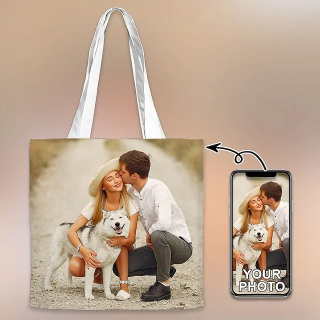 Men's Women's Kid's Tote Shoulder Bag Canvas Tote Bag Customize Oxford Cloth Shopping Daily Print Large Capacity Durable Custom Print White