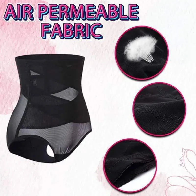 Crossover hip lift reinforced non-rolling non-marking tummy tuck