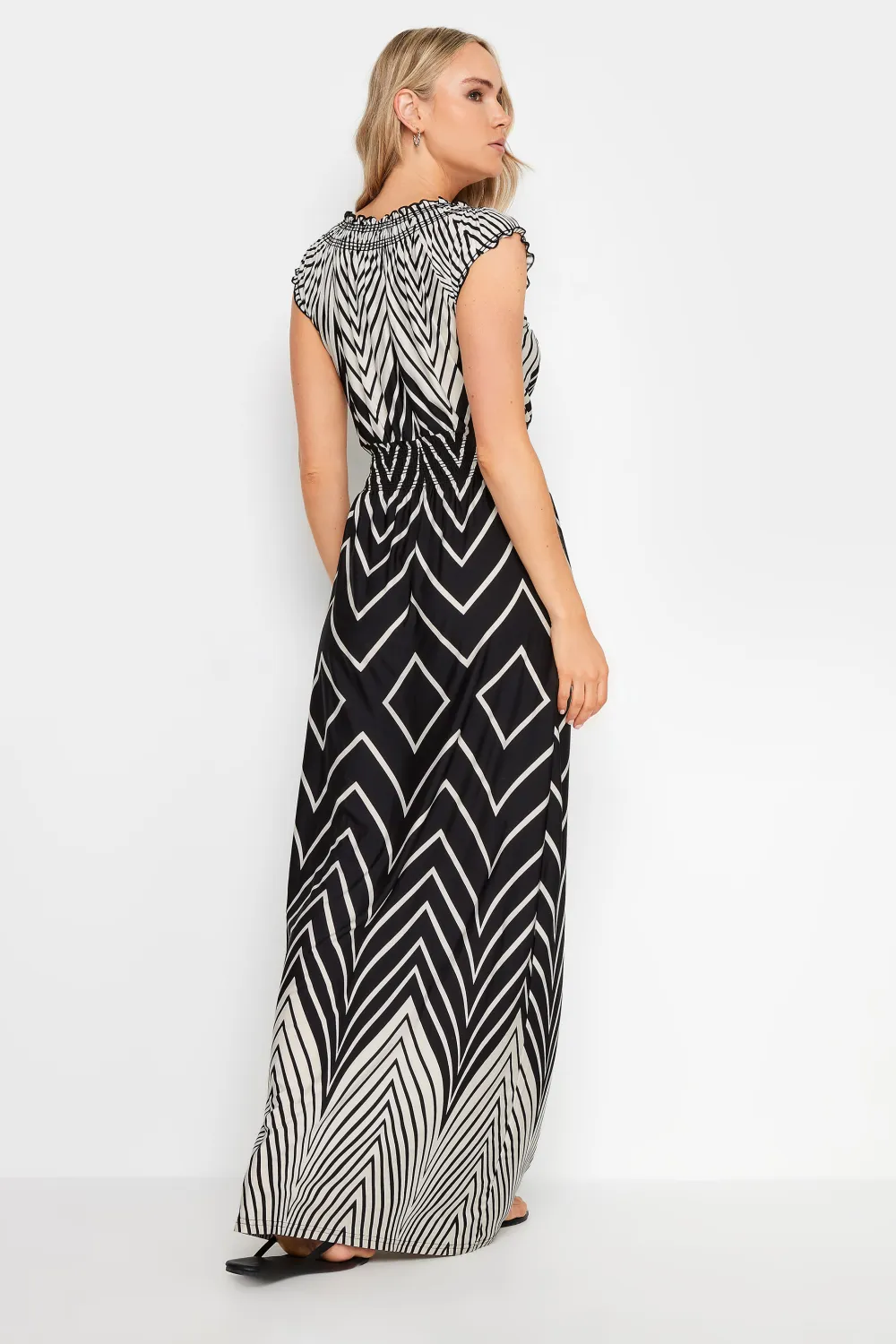 LTS Tall Black Chevron Maxi Dress