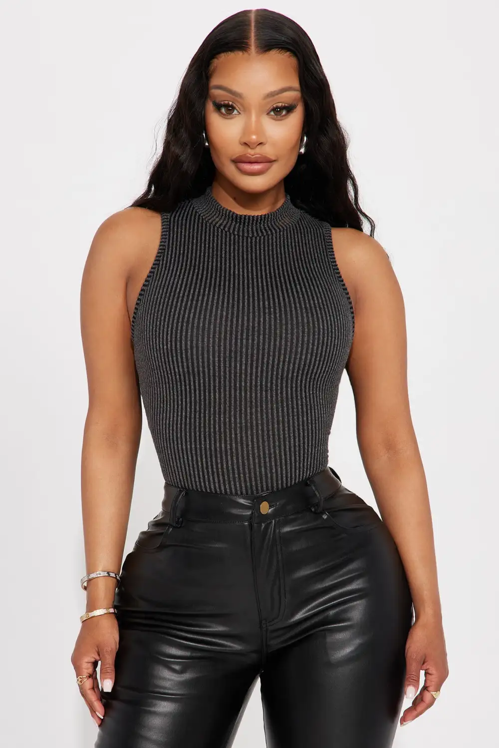 Denice Ribbed Bodysuit - Black