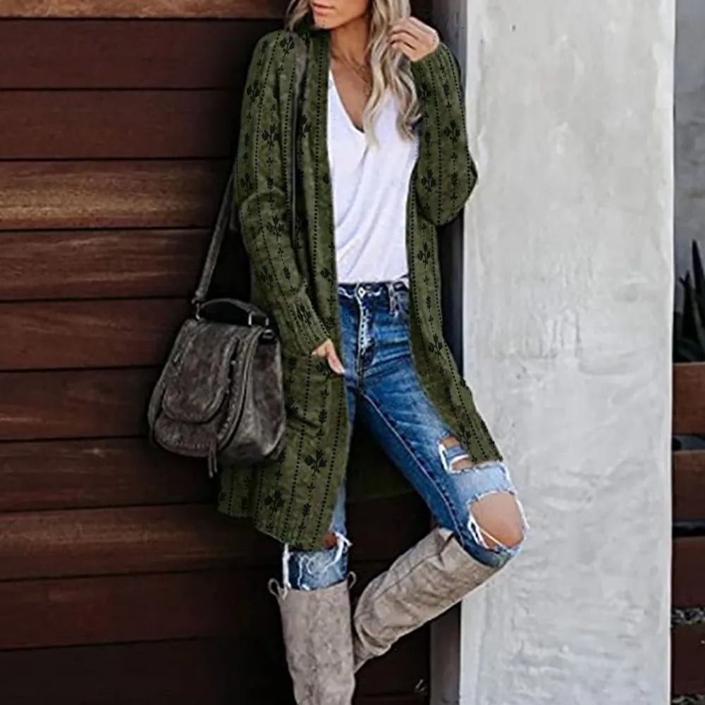 Women's Casual Striped Knit Cardigan