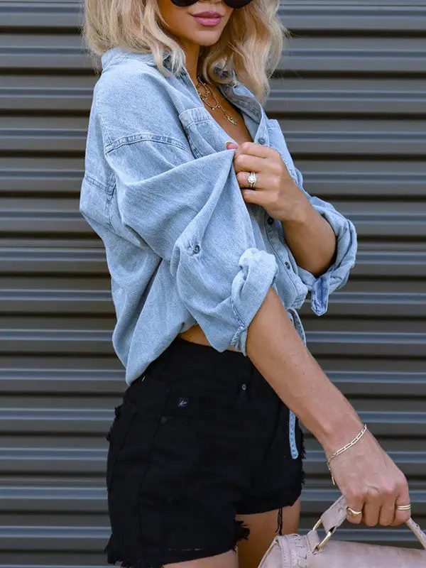 Fashion Casual Pocket Loose Denim Jacket