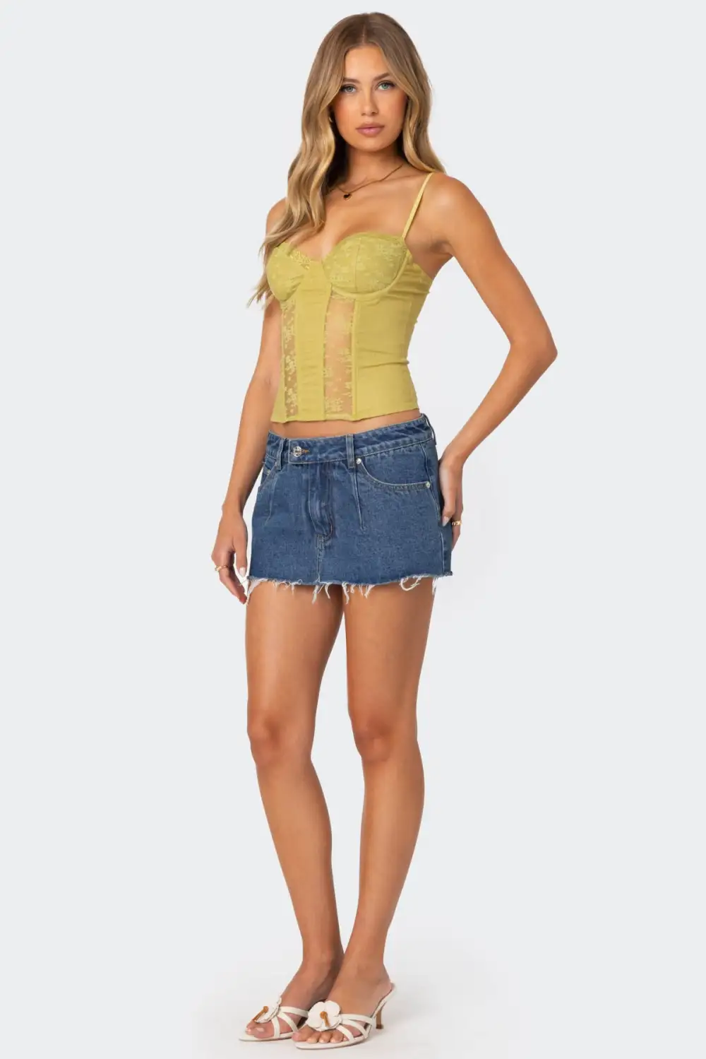 Avena Linen Look Lacey Corset