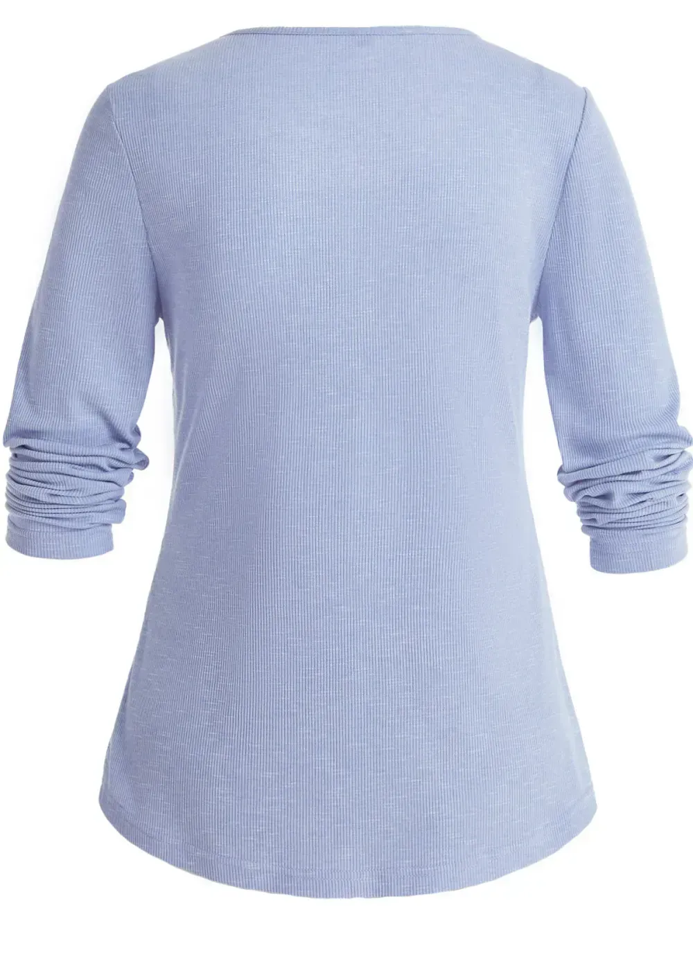 Light Purple Lace Long Sleeve Round Neck Blouse