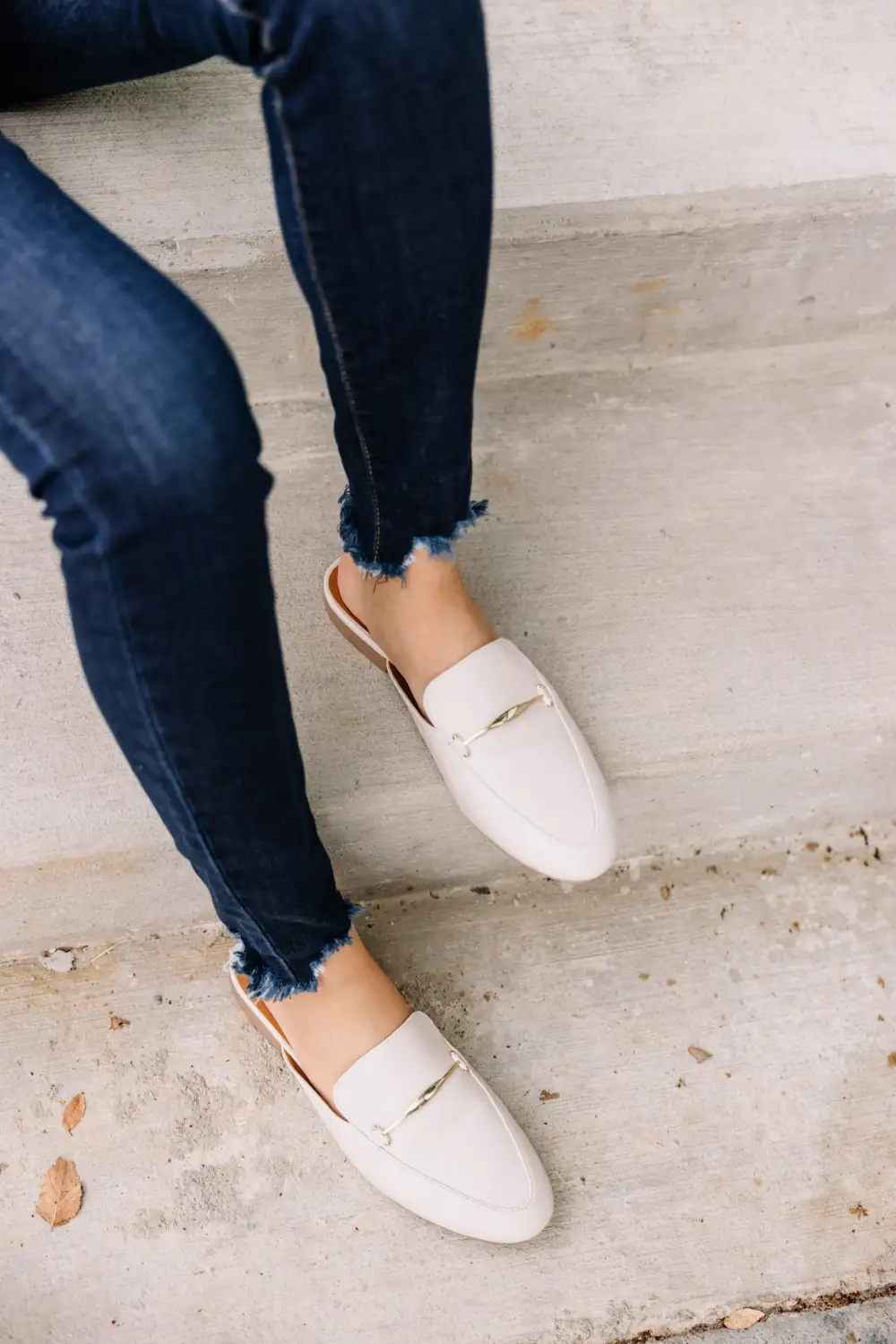 Be Your Own Boss Ivory White Flat Mules
