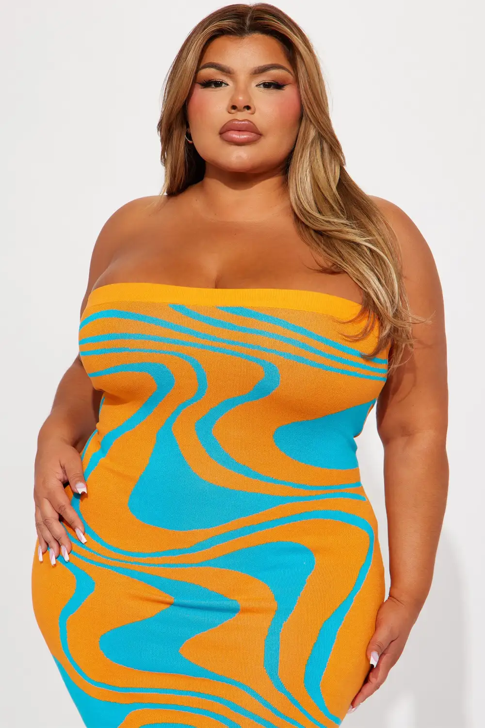 Breezy Knit Maxi Dress - Orange/combo