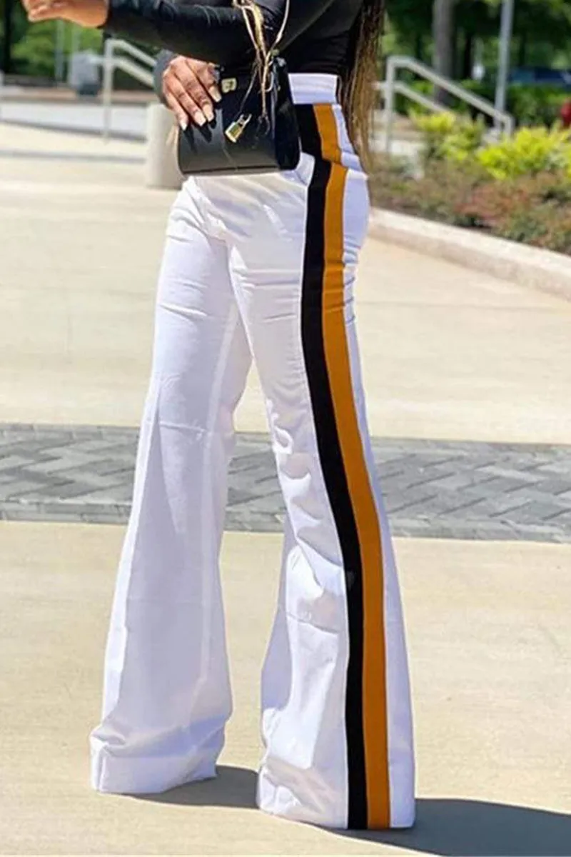 Stripe Side High Waist Flare Pants