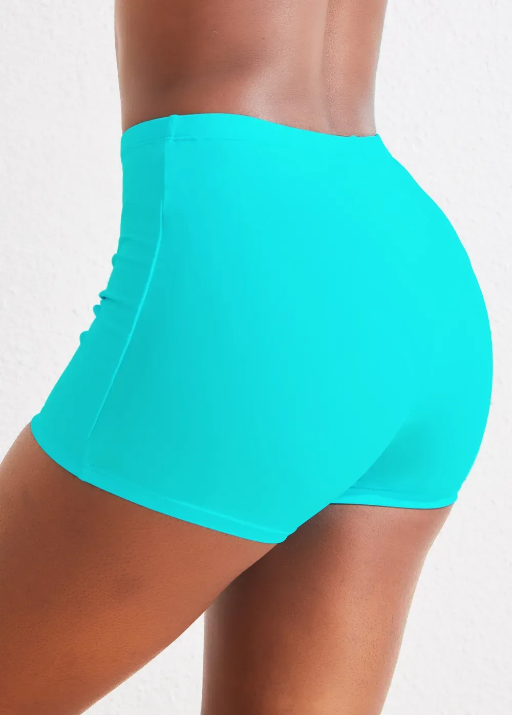 Black Mid Waisted Elastic Detail Swimwear Shorts