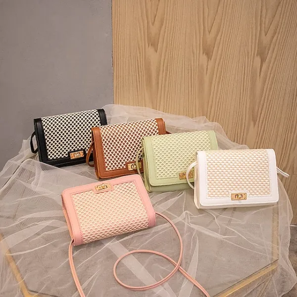 Summer New Women's Messenger Bag Fashion All-match Small Square Bag Trend Mesh Bag Hit Color One-shoulder Mobile Phone Bag
