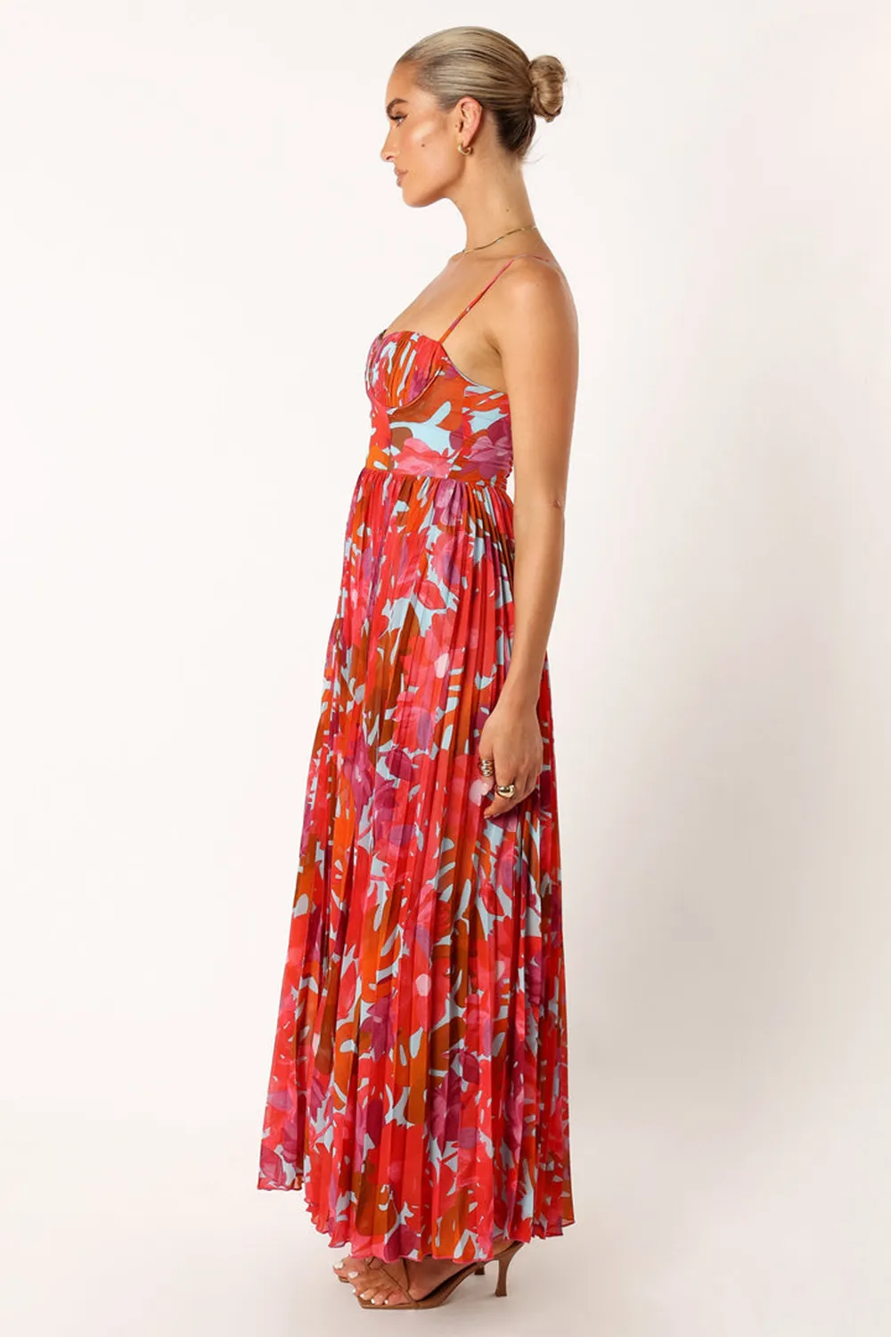ACHANTI PLEATED MAXI DRESS - PINK AZALEA