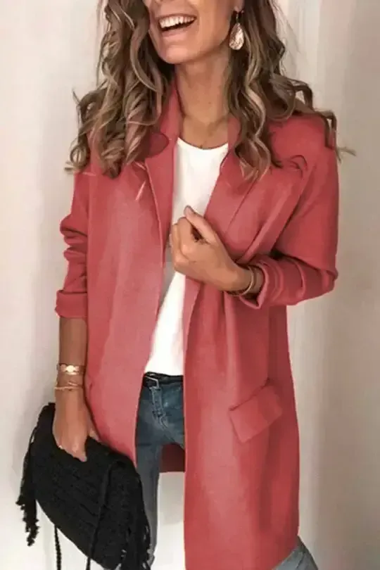 Solid Color Long Sleeve blazer(6 Colors)