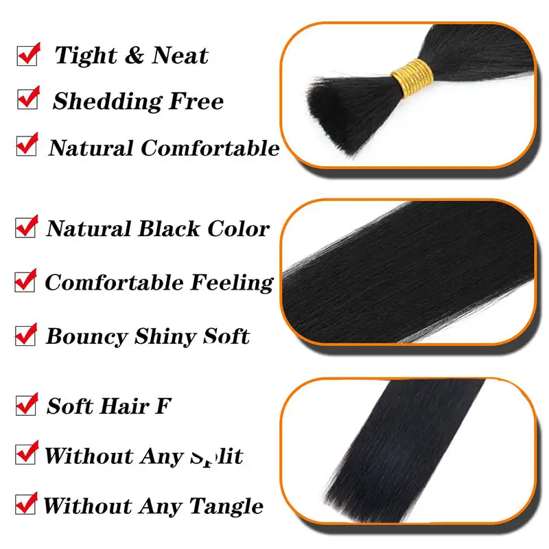 Flash Sale | Straight Braid Hair Bulk 100% Human Hair Extensions Bulk for Braiding 100g