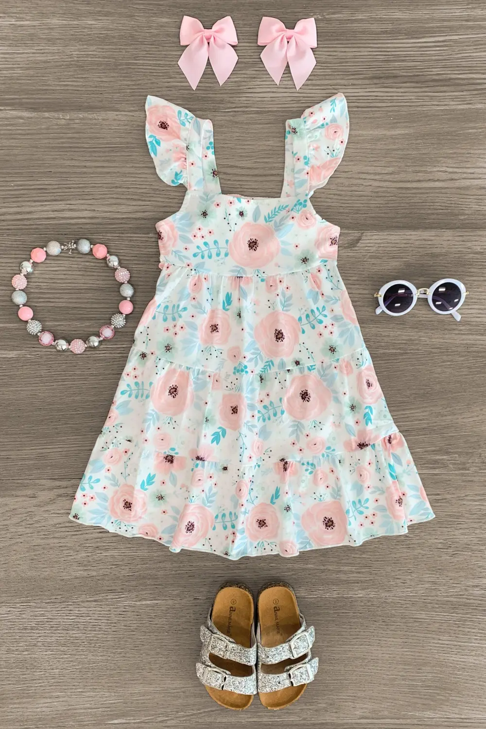 White Floral Ruffle Tank Top Dress