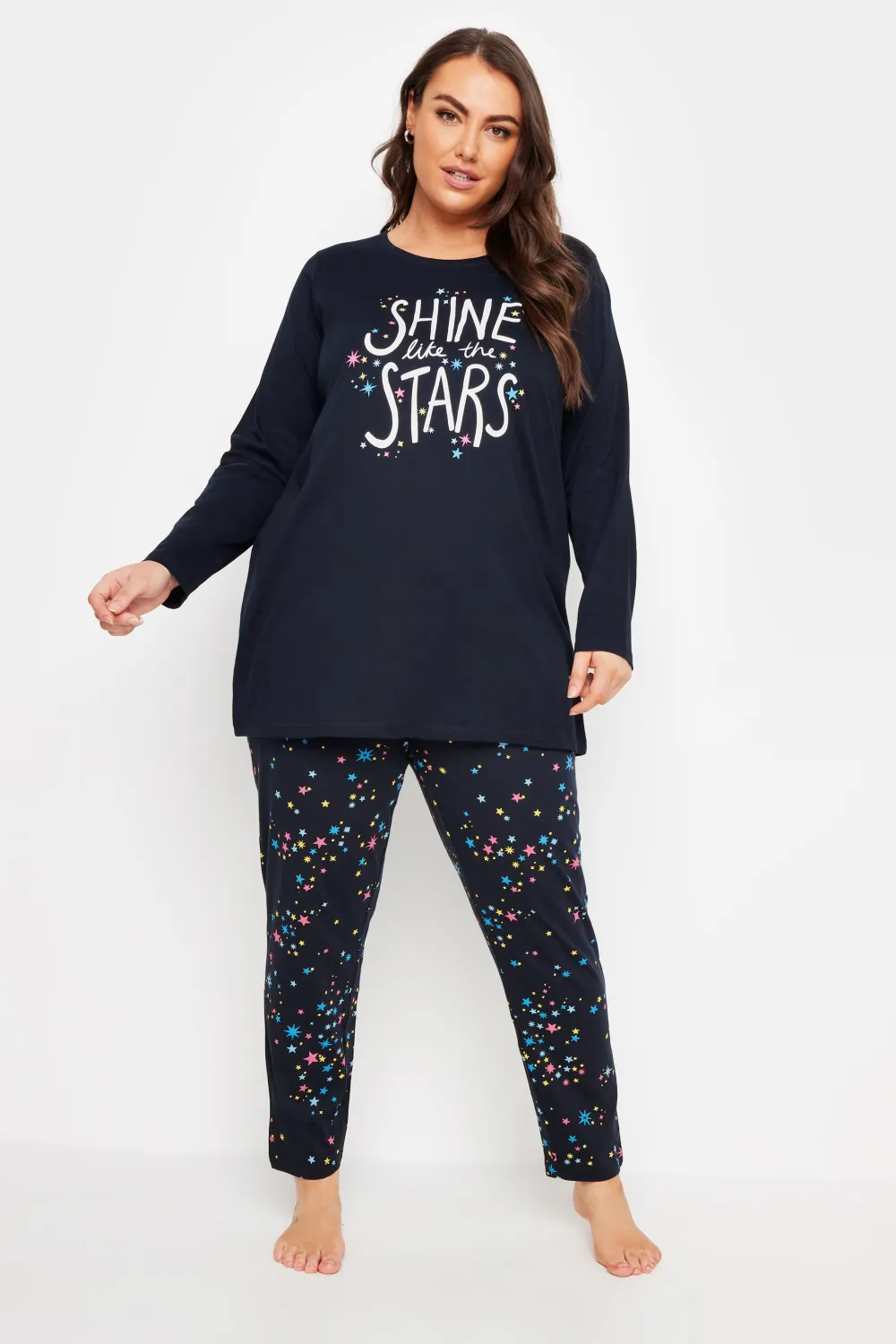 YOURS 4 PACK Curve Navy Blue Star Print Pyjama Set