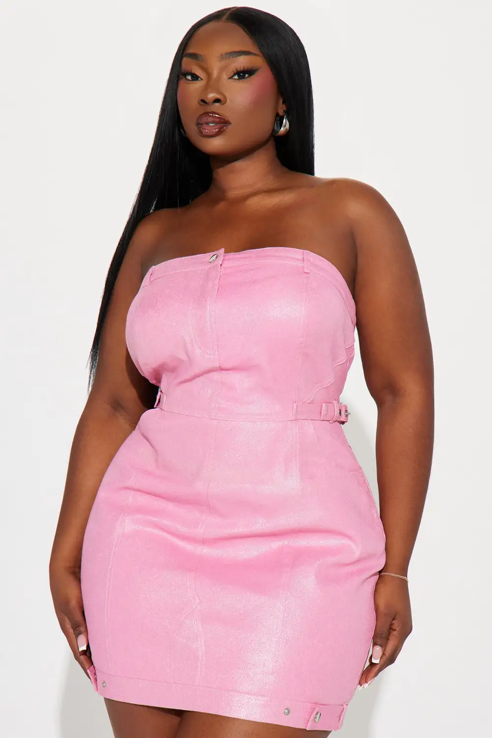 Think Pink Denim Mini Dress - Pink