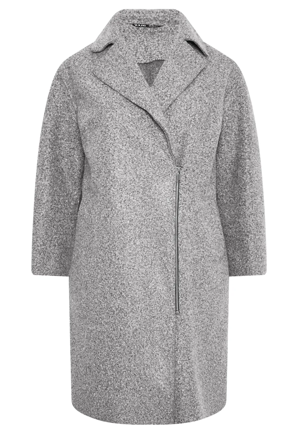YOURS Curve Grey Boucle Biker Coat