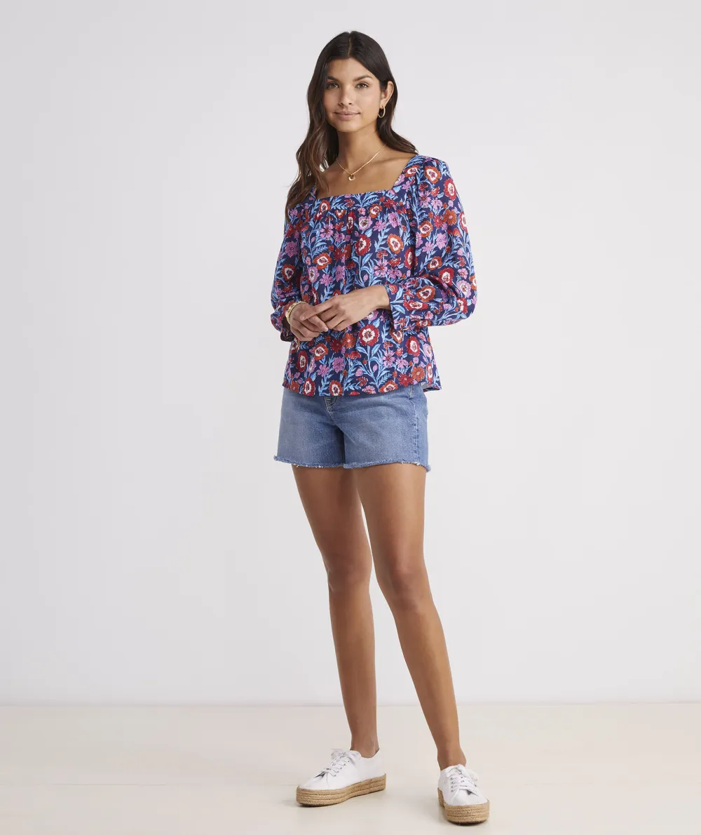 Tisbury Floral Square-Neck Top