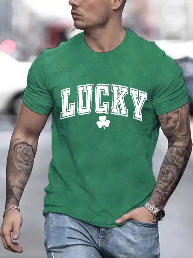 Men's St. Patrick's Day Lucky Shamrock Casual Tee