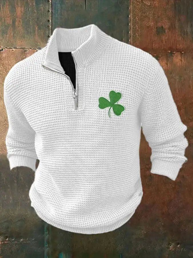 Men's St. Patrick's Day Shamrock print zip top