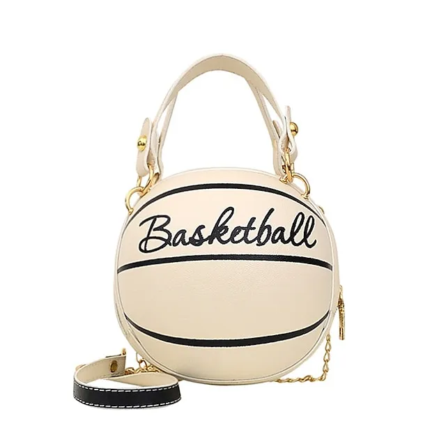 Women's Shoulder Bag PU Leather Party Daily Large Capacity Waterproof Durable White basketball White football Pink basketball