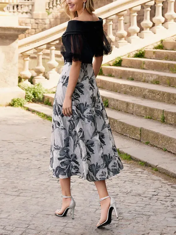 Regular Fit Cold Shoulder Elegant Party Midi Dress