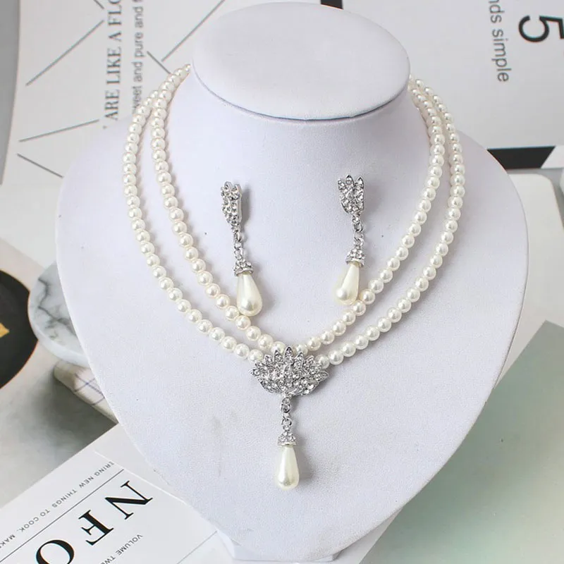 Pearl necklace alloy temperament wedding set